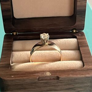 14k Yellow Gold Solitaire 6-Prong Tiffany Setting 0.5 Carat Diamond, Size 9.75